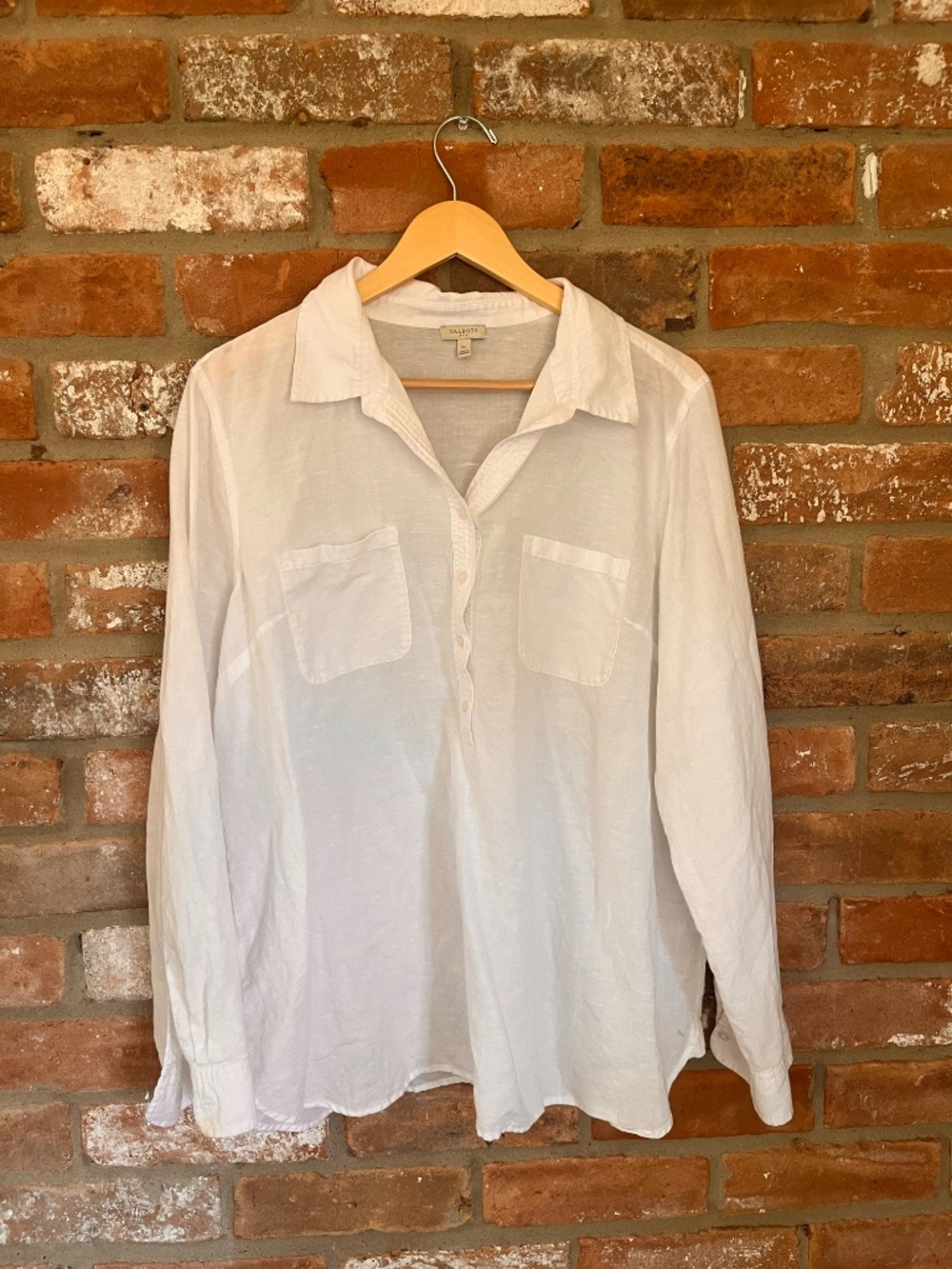 Talbots White Linen Shirt — Size XL 🤍